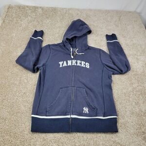 Nike Yankees MLB Baseball Hoodie Full Zip Sweatshirt Blue White Mens L